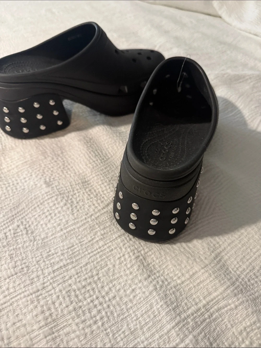 Brand new platform stuffed crocs never worn